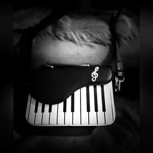 NEW Black & White Piano Kepboard Crossbody Or Hand Bag NWOT